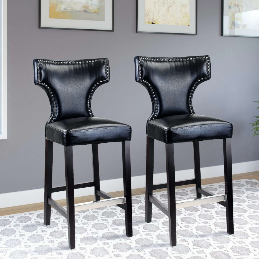 Home Goods * | Flash Sale Gracewood Hollow Orbelyan Bar-Height Barstool With Metal Studs (Set Of 2)