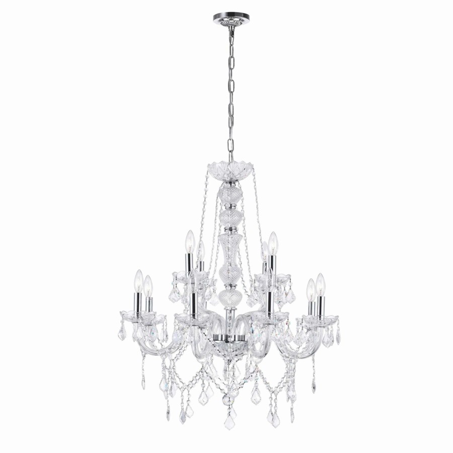 Lighting & Ceiling Fans * | Flash Sale Gracewood Hollow Kizerbo 12-Light White Chrome Chandelier