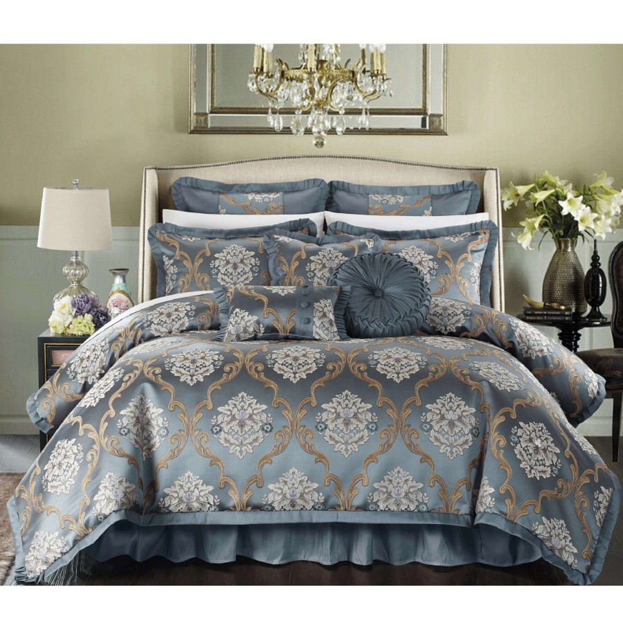 Bedding * | Buy Gracewood Hollow Millum Jacquard 9-Piece Comforter Set Blue