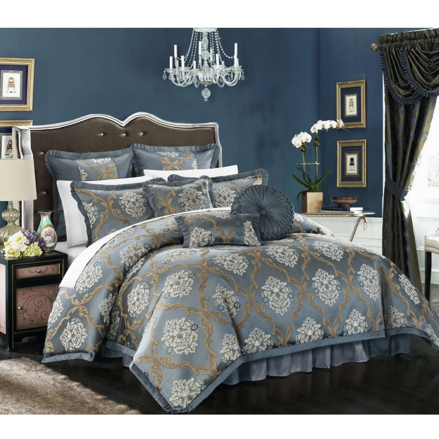 Bedding * | Buy Gracewood Hollow Millum Jacquard 9-Piece Comforter Set Blue