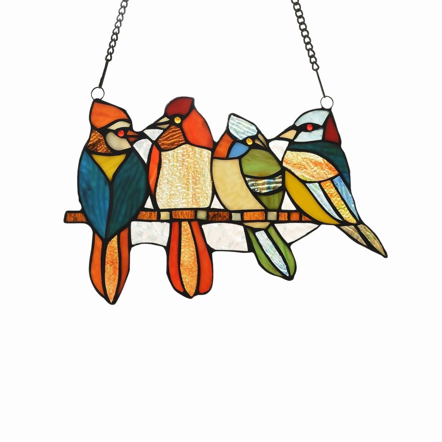 Home Goods * | Buy Gracewood Hollow Deffalah 67-Piece Stained Glass Birds Window Suncatcher